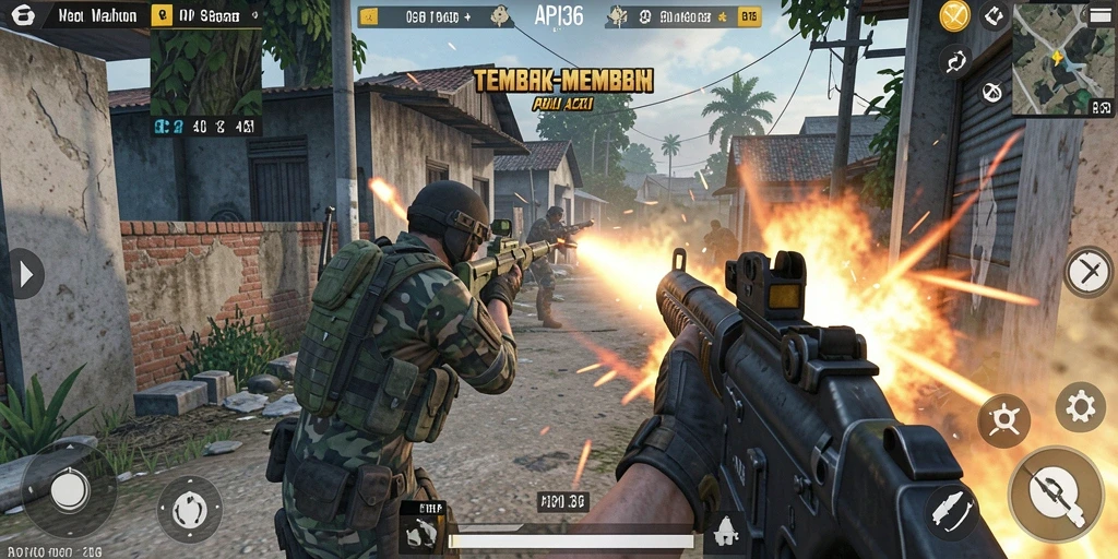 Screenshot menampilkan aksi intens dalam gameplay API36.