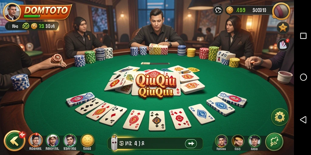Gameplay seru dalam DOMTOTO menampilkan adu strategi QiuQiu.