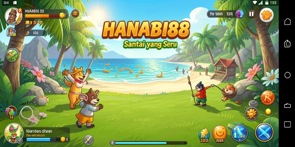 Tampilan gameplay <strong>HANABI88</strong> yang cerah dan penuh warna.