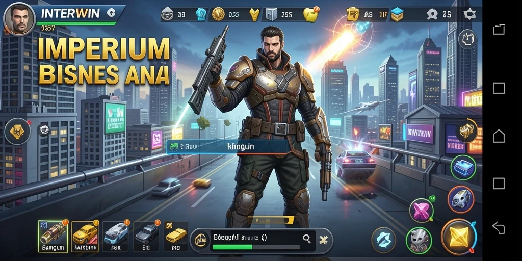 Screenshot gameplay INTERWIN menampilkan pengelolaan bisnis yang menarik.