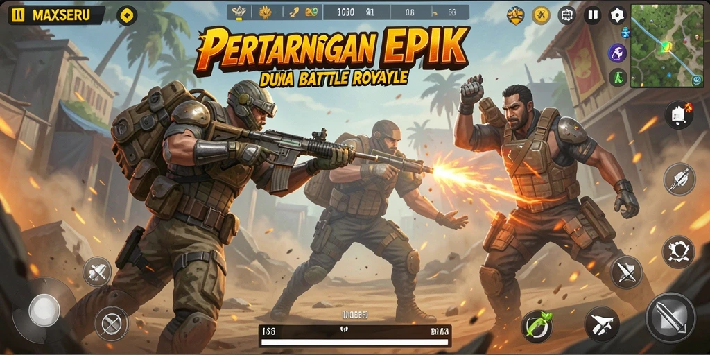 Gameplay seru MAXSERU di medan tempur Battle Royale.