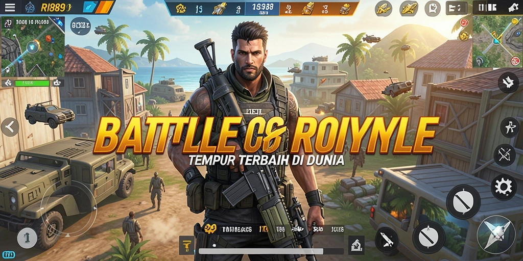 Tampilan gameplay RI889 menampilkan aksi seru dalam pertempuran Battle Royale.
