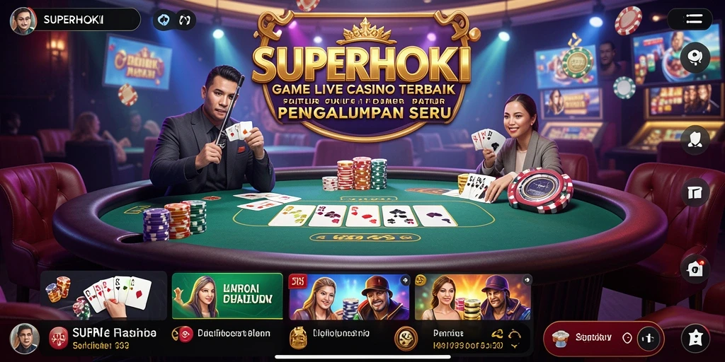 Gameplay SUPERHOKI menampilkan dealer profesional dan pilihan permainan menarik.